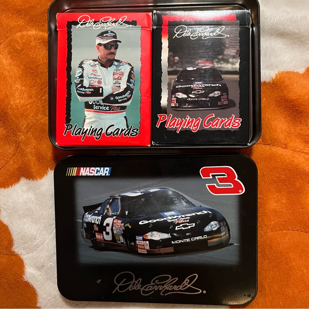 Vintage Dale Earnhardt #3 Intimidator NASCAR Collector Tin w/ 2 Sealed Decks